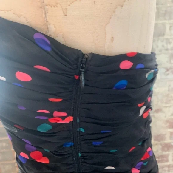 Halston Heritage Womens Strapless Black Polka Dot Silk Dress with Pockets Size 6 - Picture 6 of 16